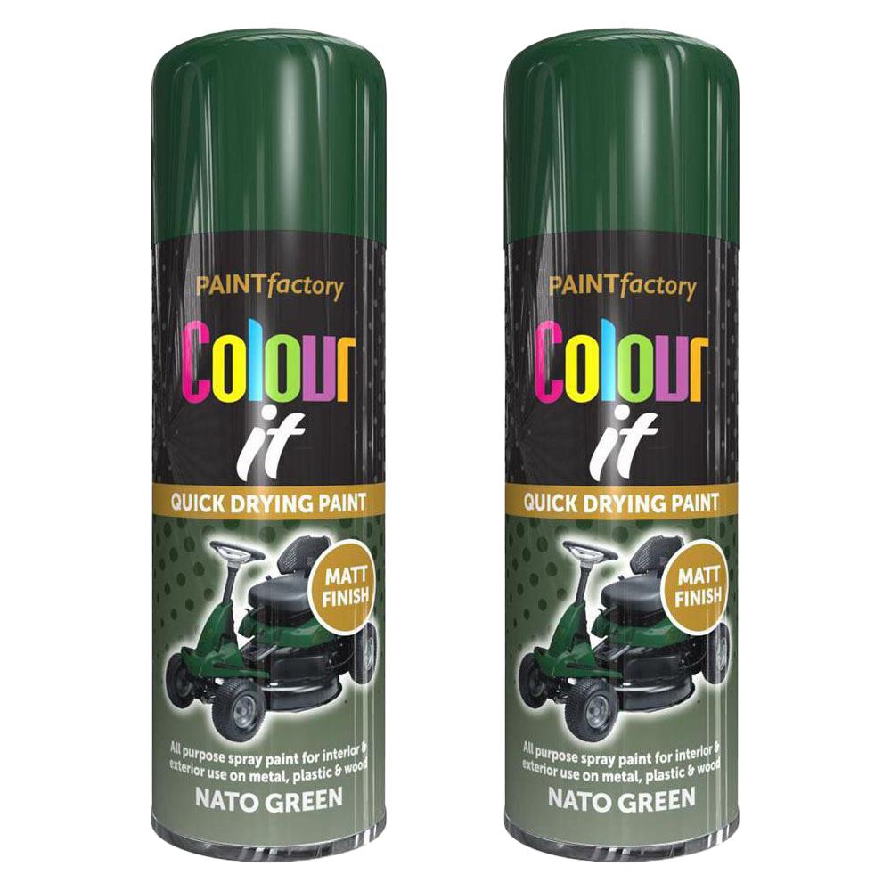 2X Paint Factory Nato Green Matt Spray Paint 400ml Spray Paint