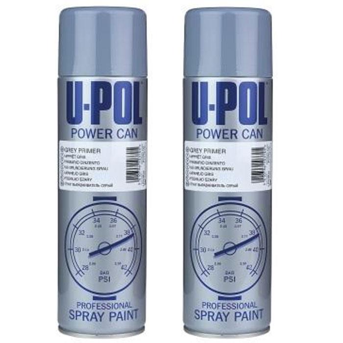 2X Upol Power Can Build Grey Primer Aerosol Spray 500ml Spray Paint