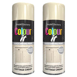 2X Paint Factory Cottage Cream Gloss Spray Paint 400ml Spray Paint