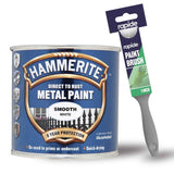 Hammerite Smooth White Metal Paint 250ml With 1" Paint Brush