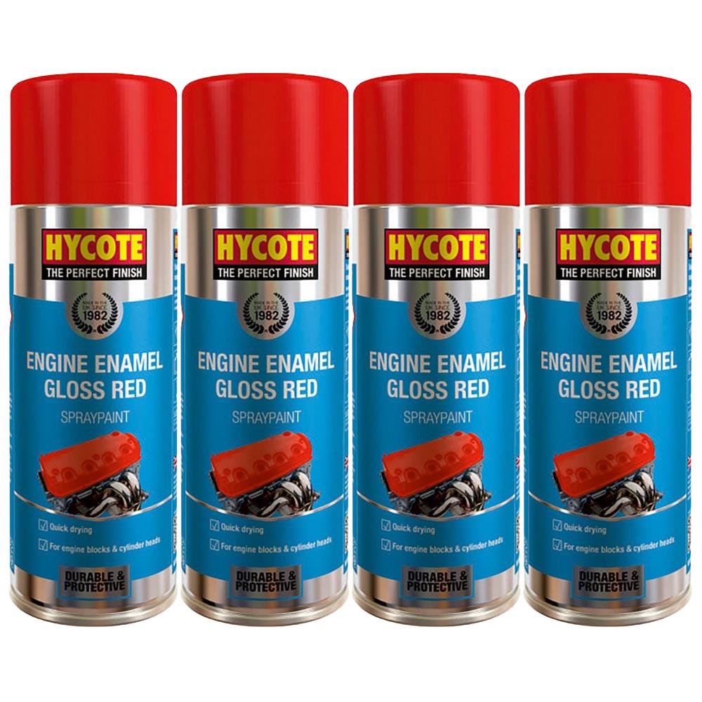 4X Hycote Engine Enamel Gloss Red Spray Paint 400ml Spray Paint
