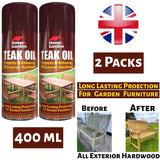 2X Home & Garden Teak Oil Spray 400ml Spray Paint