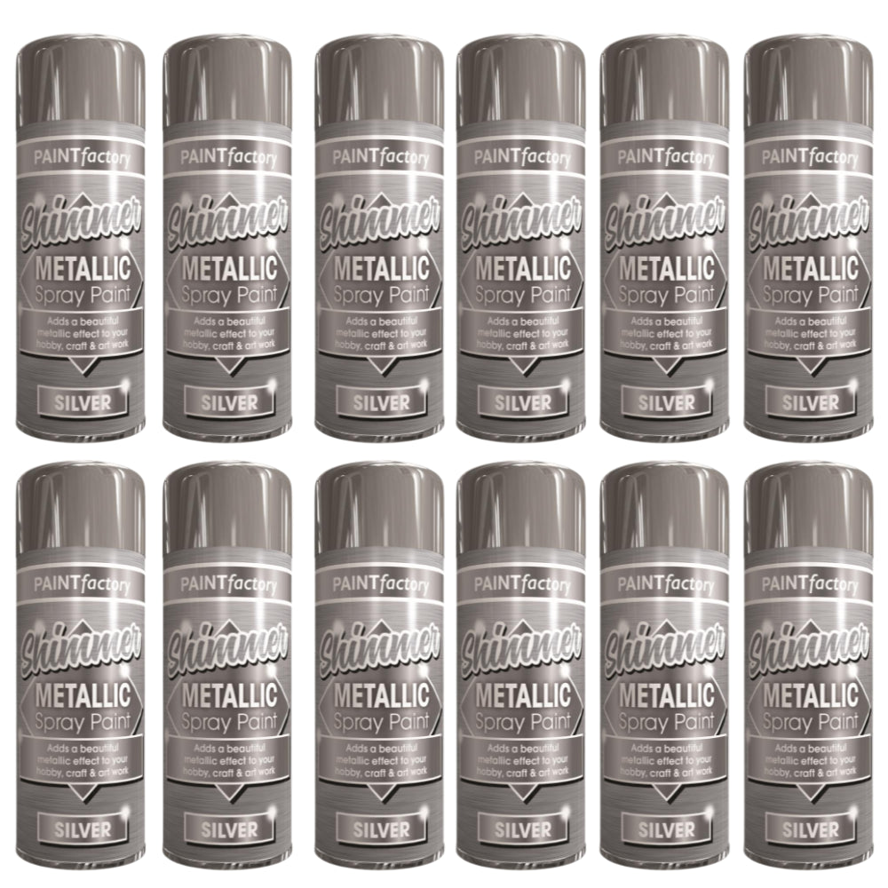 12X Paint Factory Metallic Silver Spray Paint 200ml Spray Paint