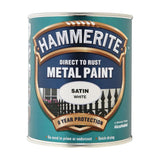Hammerite Satin White Paint 750ml With 1" Paint Brush