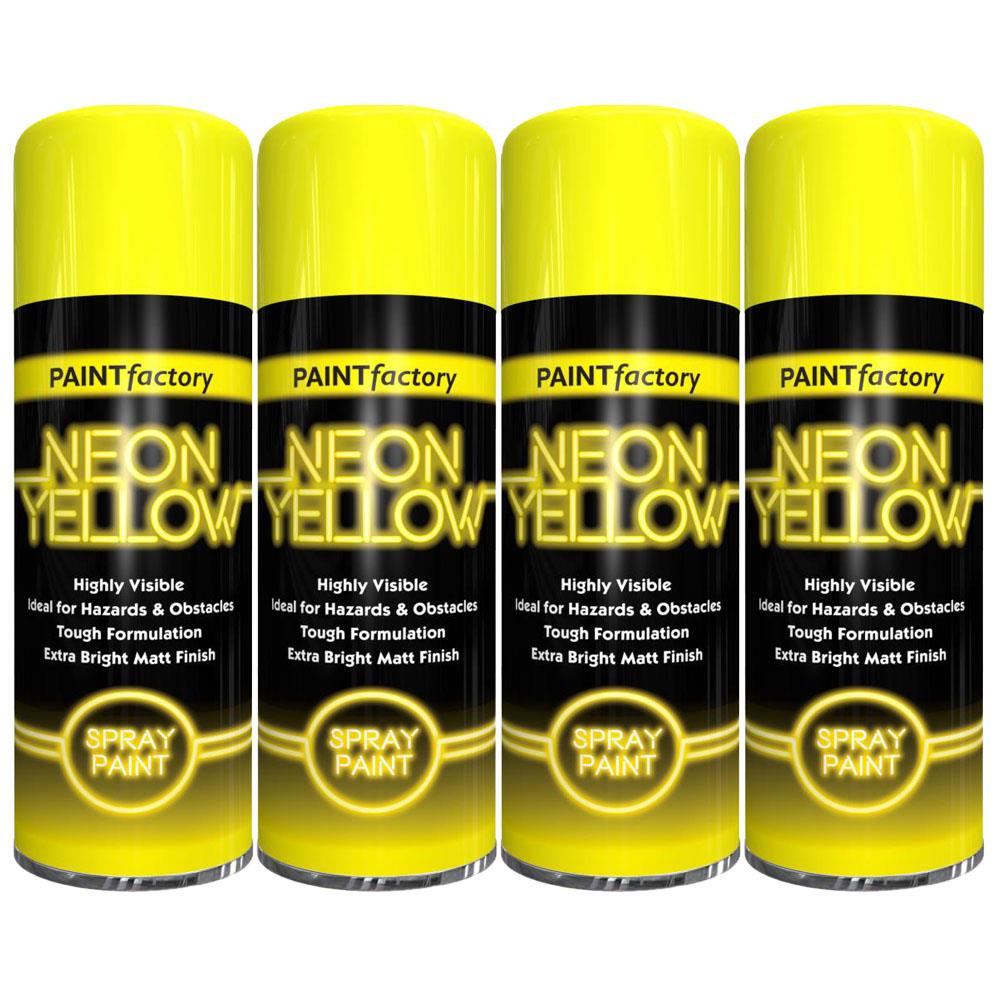 4X Paint Factory Fluorescent Neon Yellow Spray Paint 200ml Spray Paint