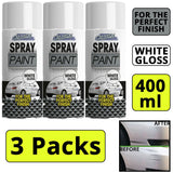 3X Gloss White Car Spray 400ml Spray Paint