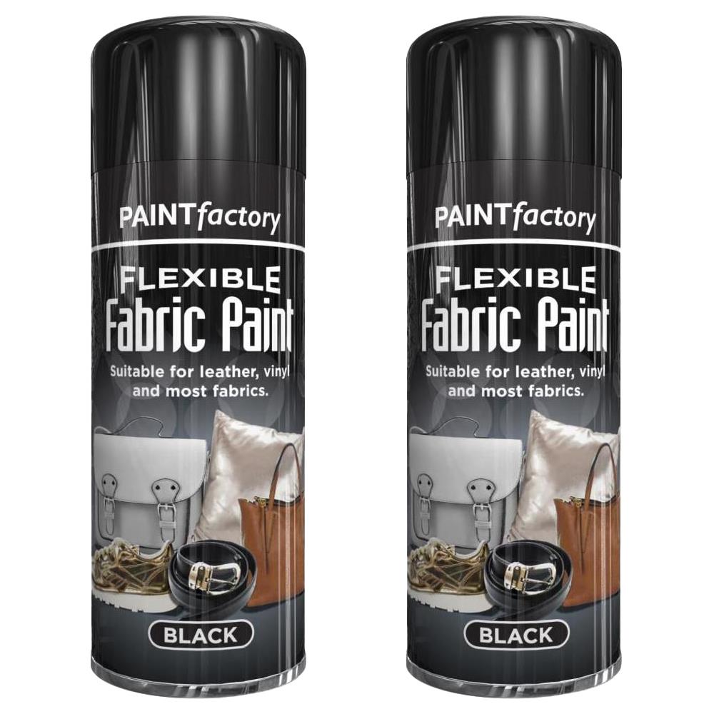 2X Black Flexible Fabric & Vinyl Spray Paint 200ml Spray Paint
