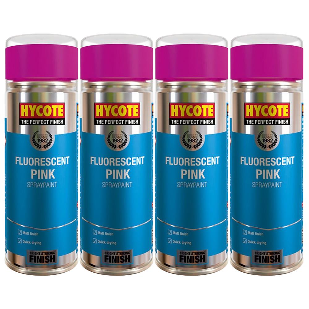 4X Hycote Fluorescent Pink Spray Paint 400ml Spray Paint