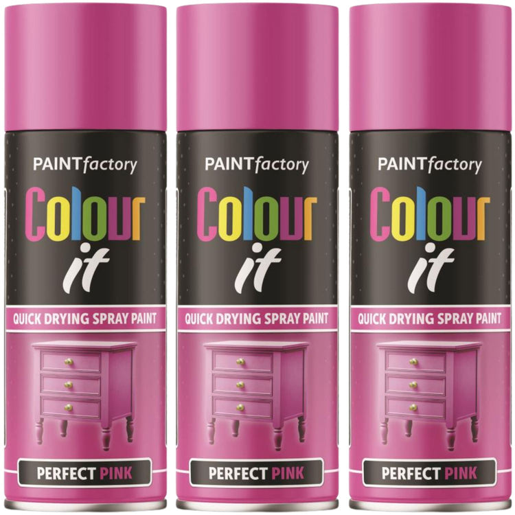 3X Paint Factory Perfect Pink Gloss Spray Paint 400ml
