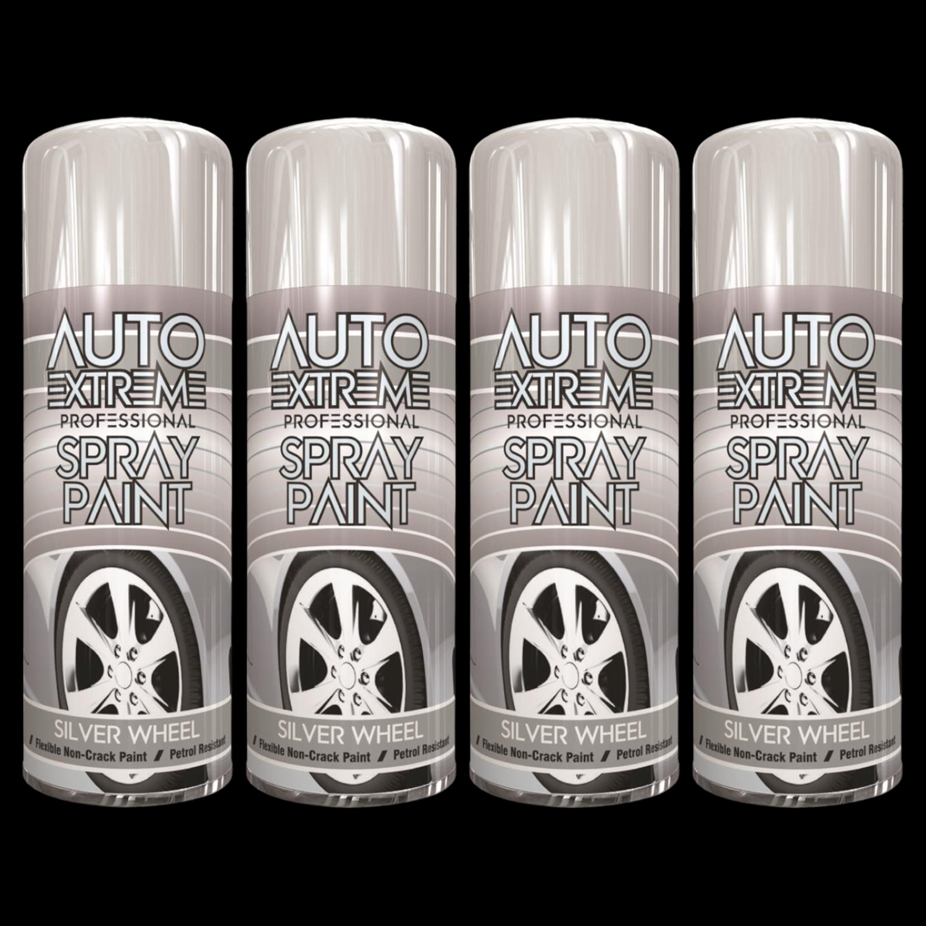 4X Auto Extreme Pro Spray Paint Silver Wheel 400ml Spray Paint