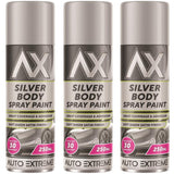 3X Auto Extreme Paint Silver Spray Paint 250ml