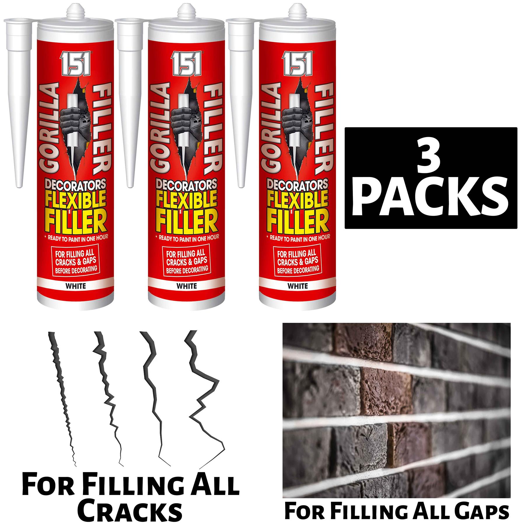 3X Gorilla Filler White 320ml Instant Filler