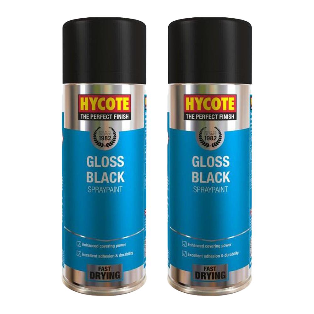 2X Hycote Gloss Black Spray Paint 400ml Spray Paint