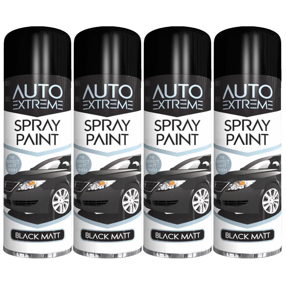 4X Auto Extreme Black Matt Spray Paint 250ml Spray Paint