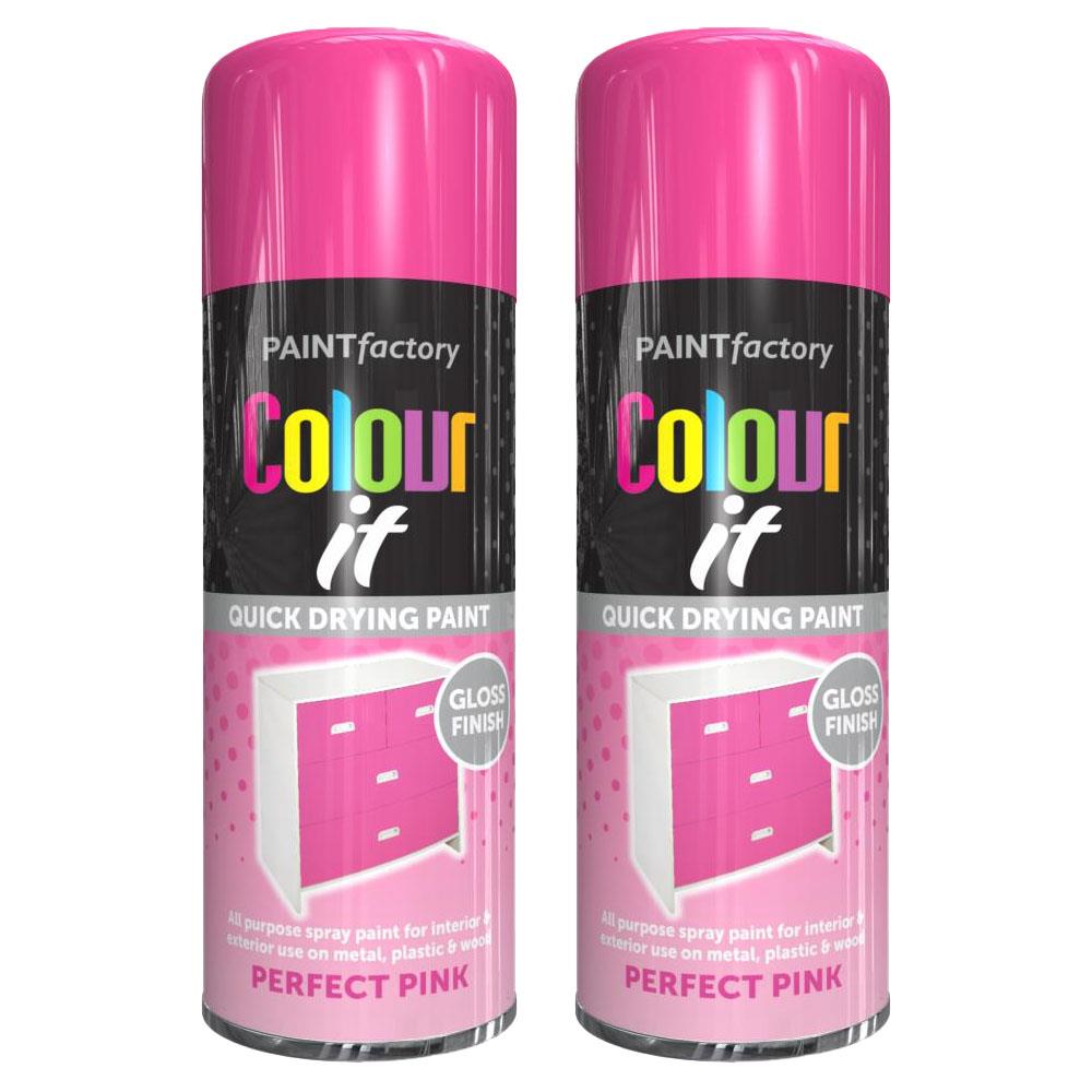 2X Paint Factory Pink Gloss Spray Paint 250ml Spray Paint