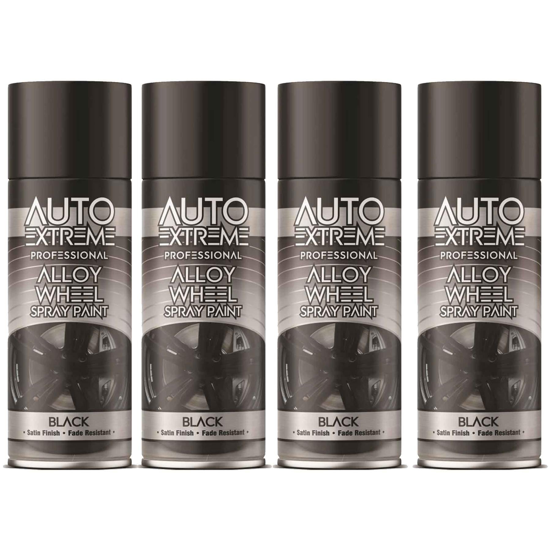 4X Auto Extreme Black Alloy Wheel Spray Paint 400ml Spray Paint