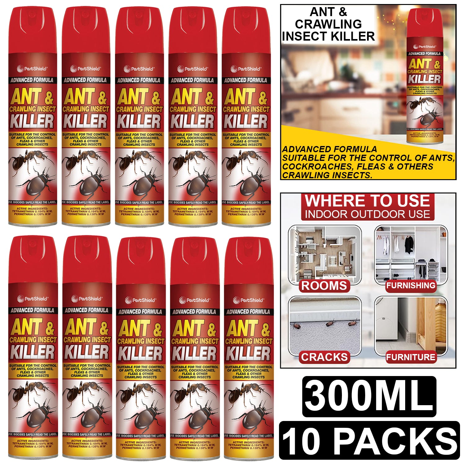 10X Ant & Crawling Killer Spray 300ml Pest Control