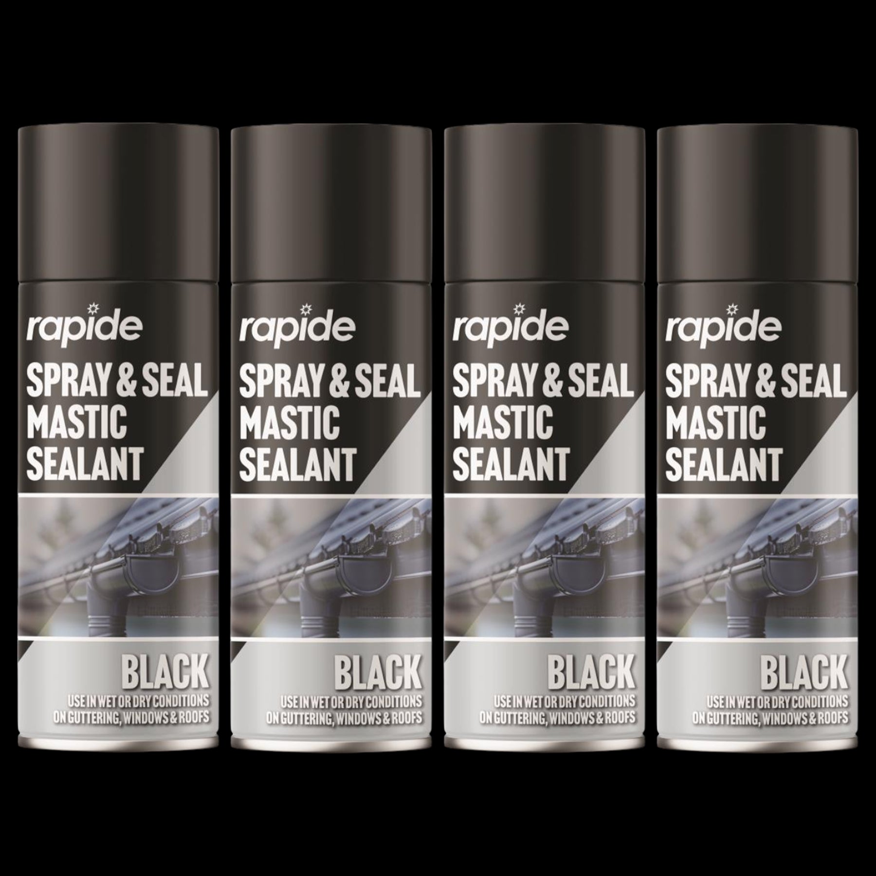 4X Rapide Spray And Seal 400ml Black Sealant