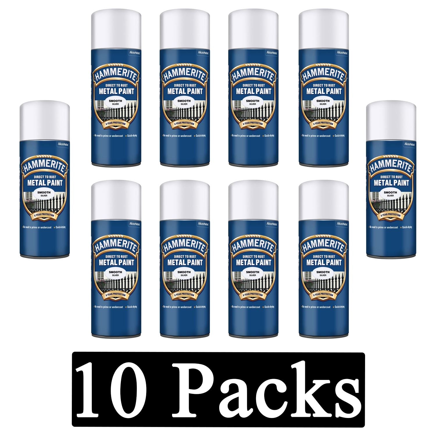 10X Hammerite Smooth Silver Spray Paint 400ml Spray Paint