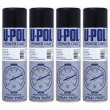 4X Upol Power Can Topcoat Satin Black Aerosol Spray 500ml Spray Paint