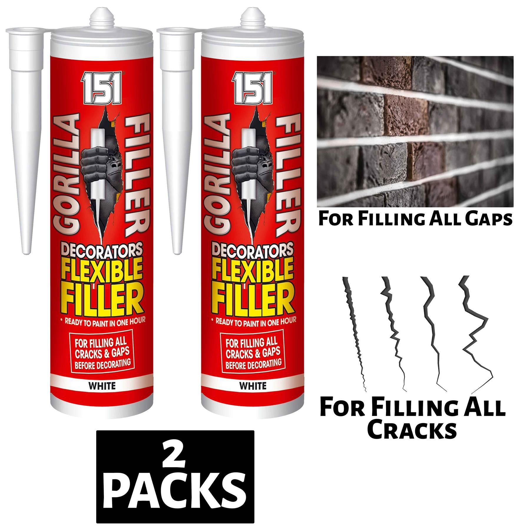 2X Gorilla Filler White 320ml Instant Filler