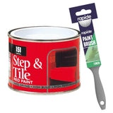 Step & Tile Red Paint Tin 180ml With 1" Paint Brush Tin Paint