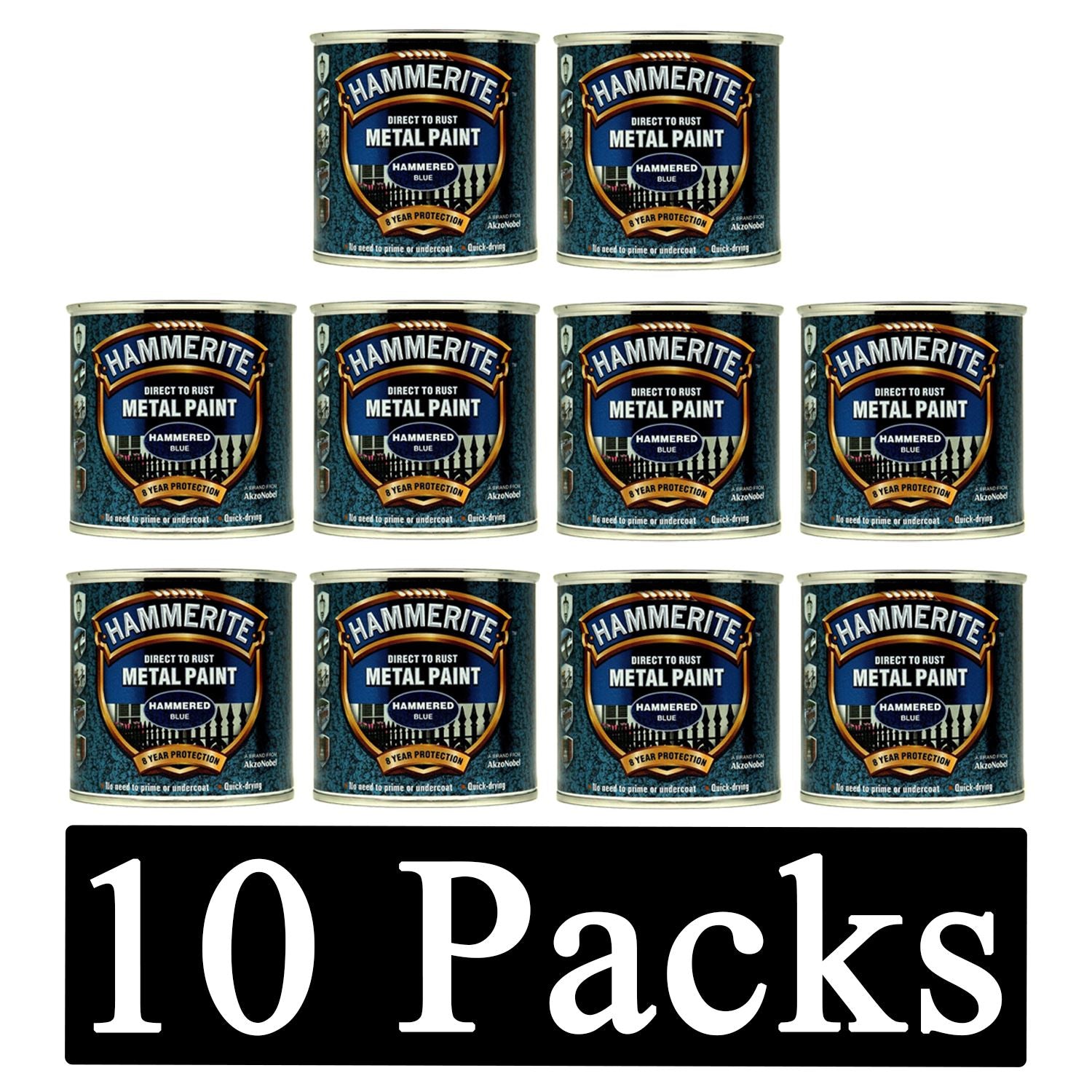 10X Hammerite Hammered Blue Paint 250ml Tin Paint