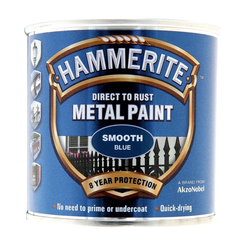 Hammerite Smooth Blue Paint 250ml Tin Paint