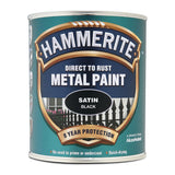 Hammerite Satin Black Paint 750ml With 1" Paint Brush
