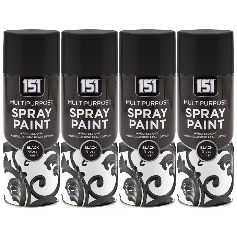 4X 151 Black Gloss Spray Paint 400ml Spray Paint