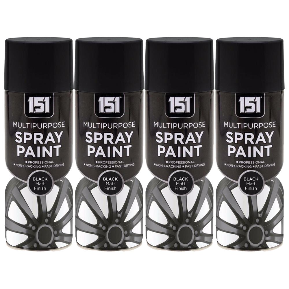 4X 151 Black Matt Spray Paint 400ml Spray Paint