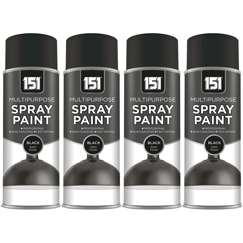 4X 151 Black Satin Spray Paint 400ml Spray Paint