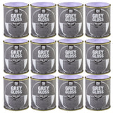 12X Grey Gloss Non-Drip Paint 300ml Tin Paint