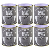 6X Grey Gloss Non-Drip Paint 300ml Tin Paint