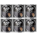 6X Matt Black Non-Drip Paint 300ml Tin Paint