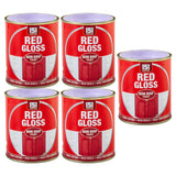 5X Red Gloss Non-Drip Paint 300ml Tin Paint