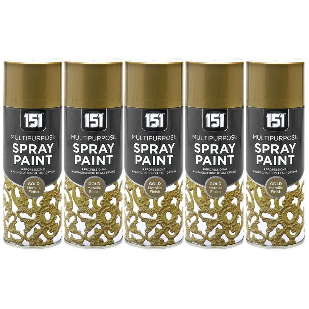 5X 151 Gold Metallic Spray Paint 400ml Spray Paint
