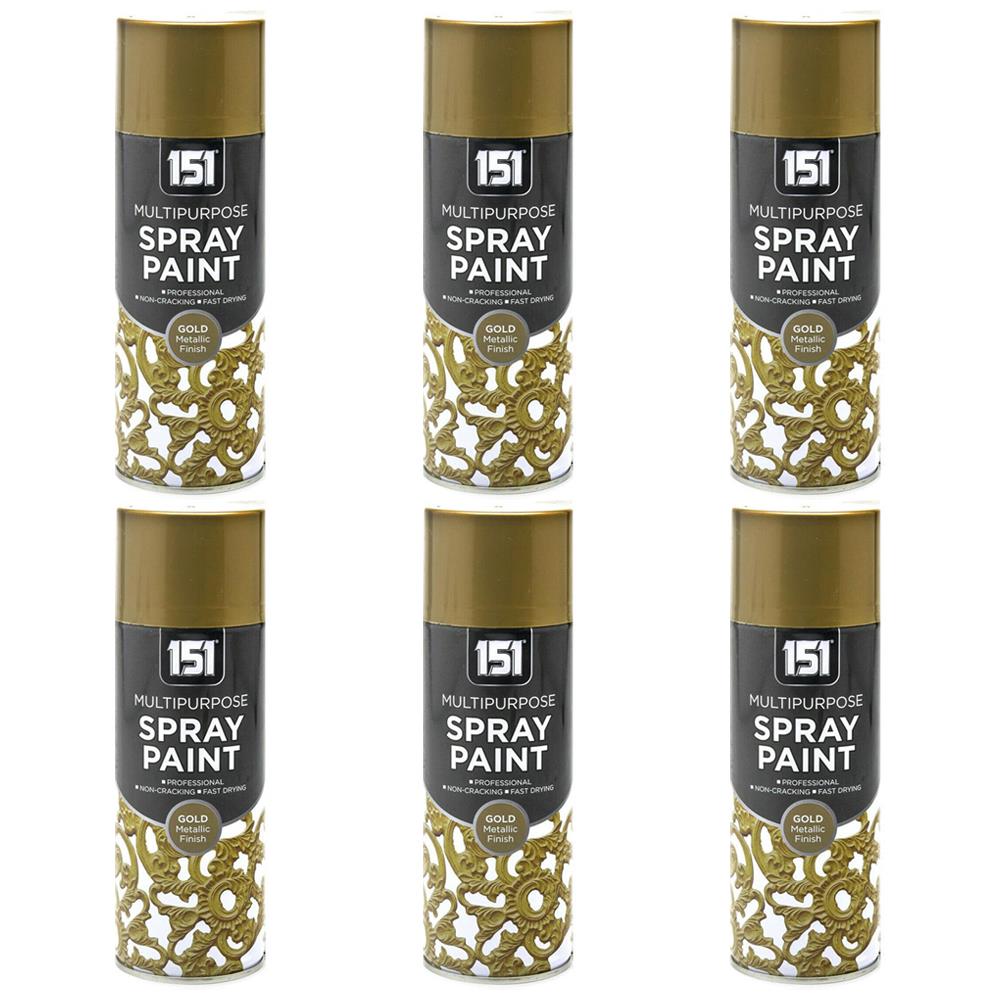 6X 151 Gold Metallic Spray Paint 400ml Spray Paint