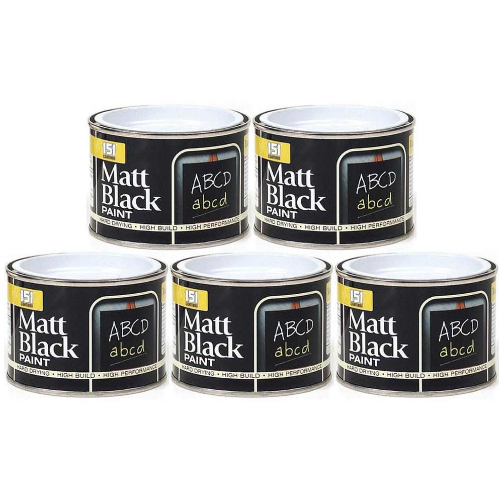 5X Matt Black Paint Tin 180ml Tin Paint