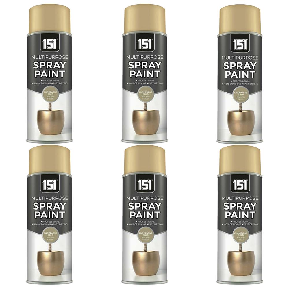 6X 151 Champagne Gold Metallic Gloss Spray Paint 400ml Spray Paint