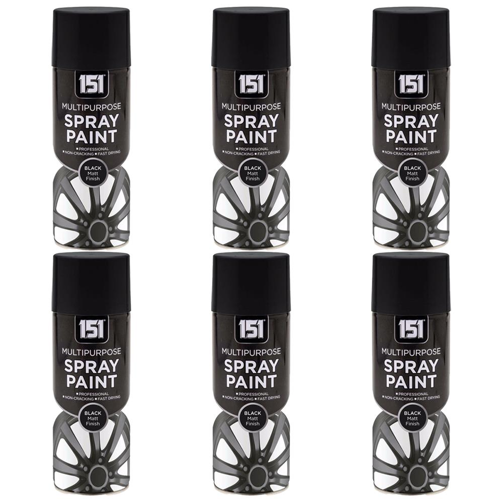 6X 151 Black Matt Spray Paint 400ml Spray Paint