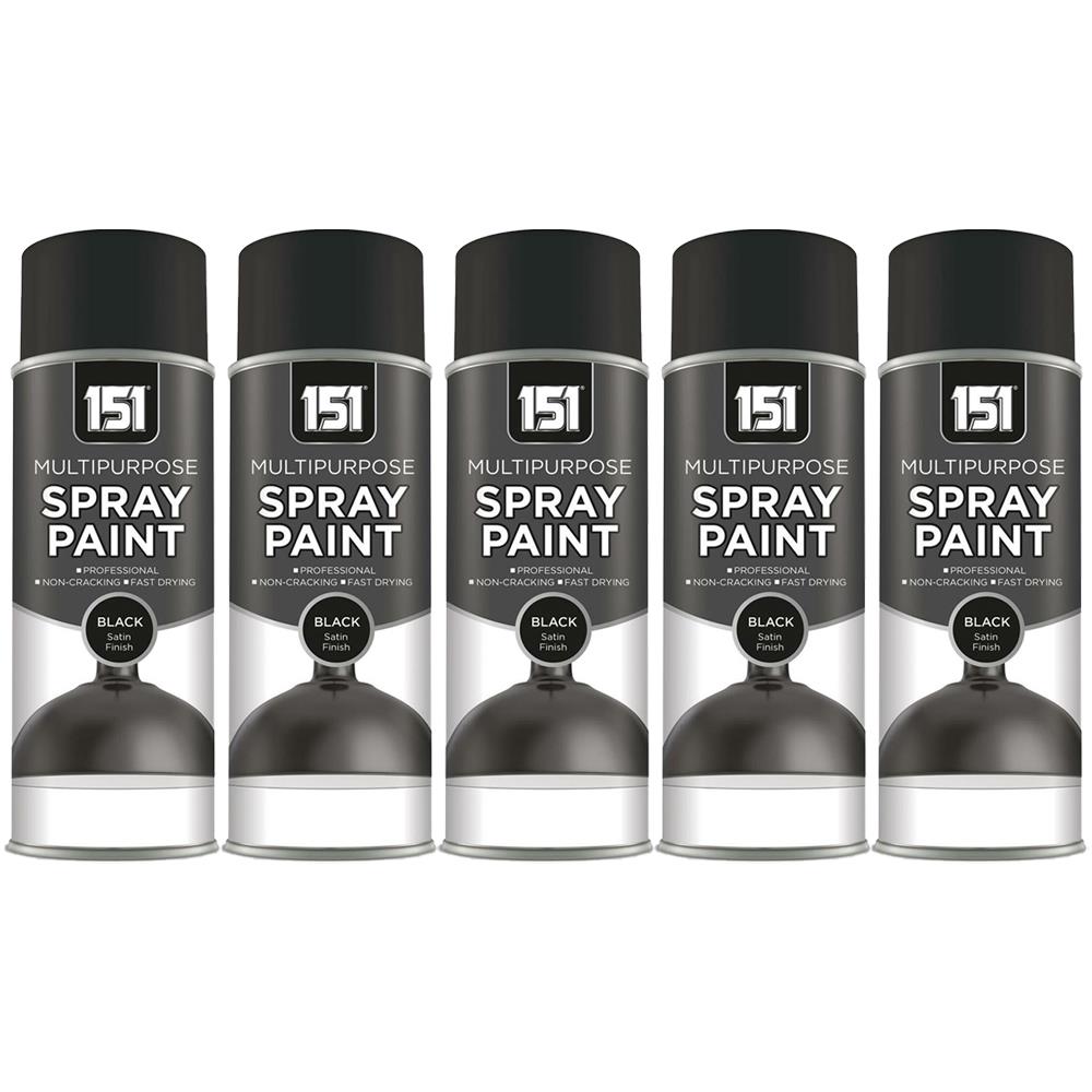 5X 151 Black Satin Spray Paint 400ml Spray Paint