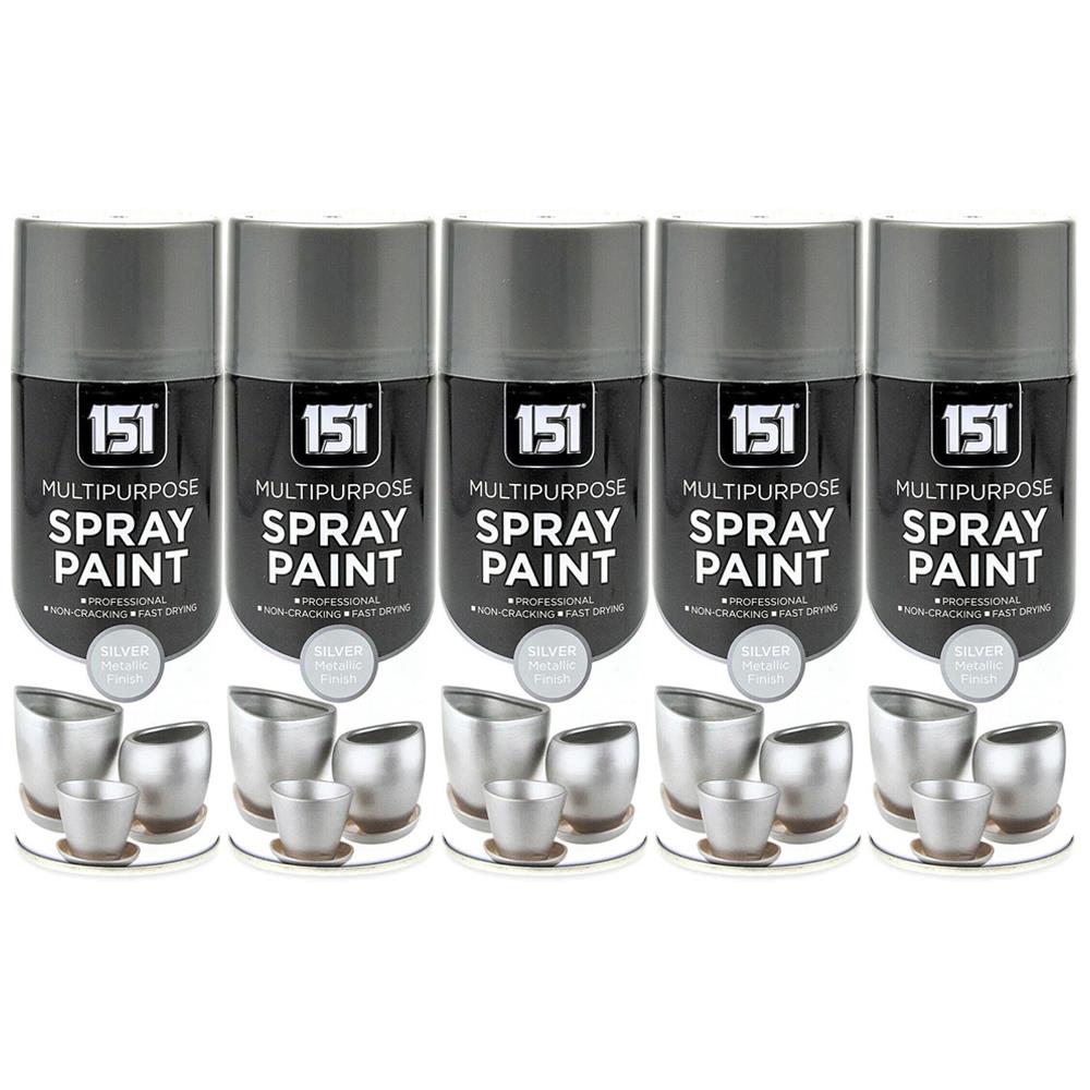 5X 151 Metallic Silver Spray Paint 400ml Spray Paint