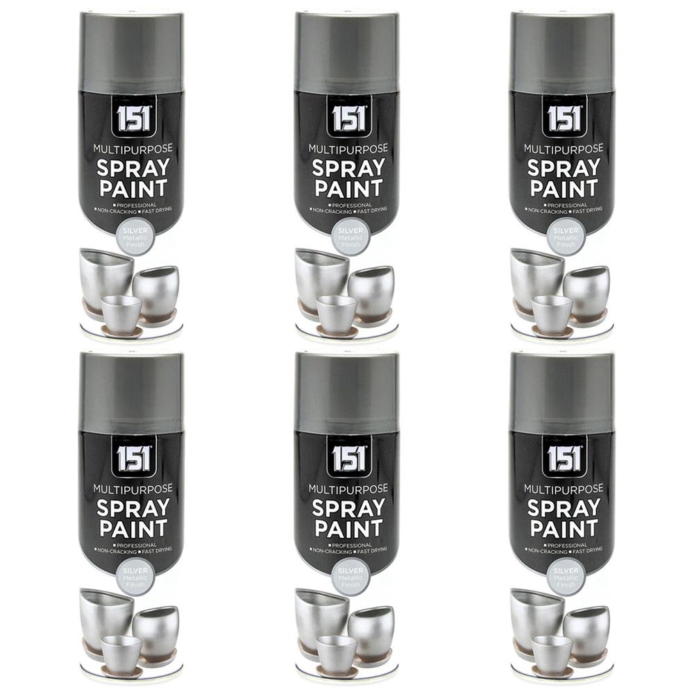 6X 151 Metallic Silver Spray Paint 400ml Spray Paint