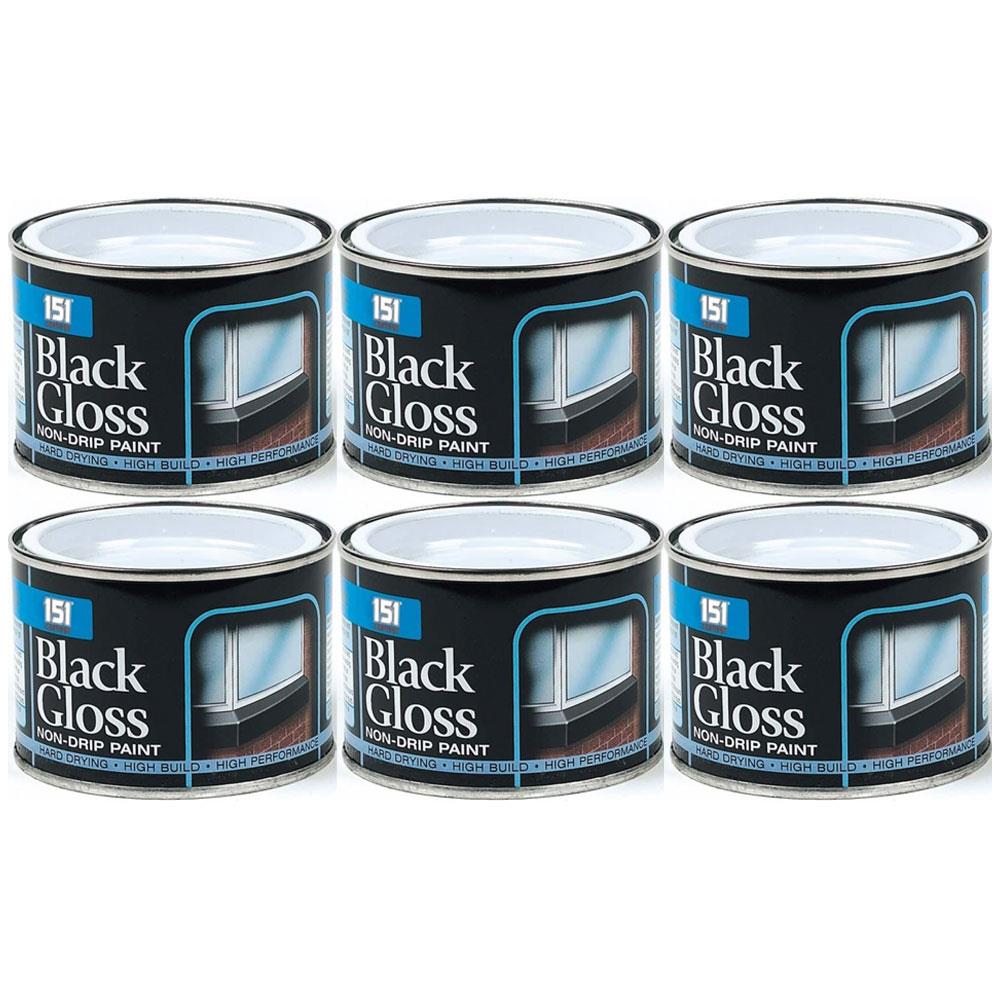 6X Non-Drip Black Gloss Paint Tin 180ml Tin Paint