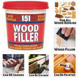 151 Ready Mixed Wood Filler tub designed for versatile applications, can be sanded, stained, and painted