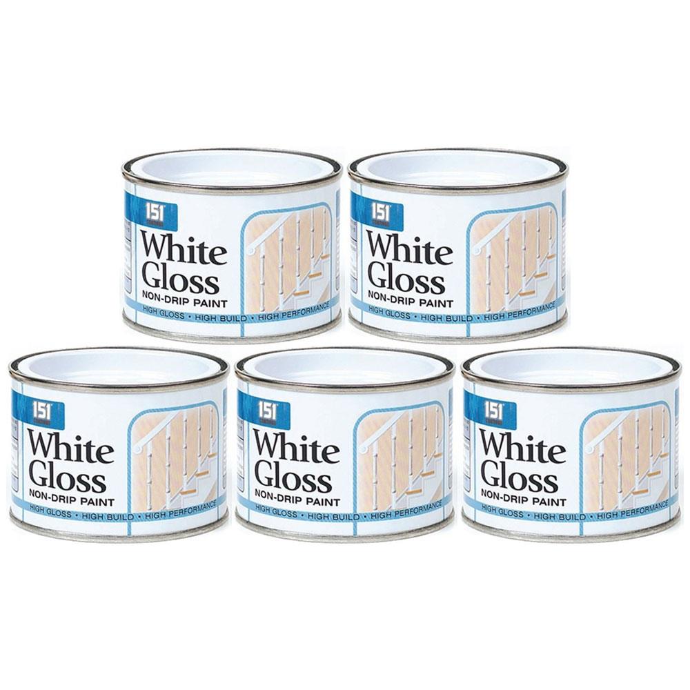 5X Non-Drip White Gloss Paint Tin 180ml Tin Paint
