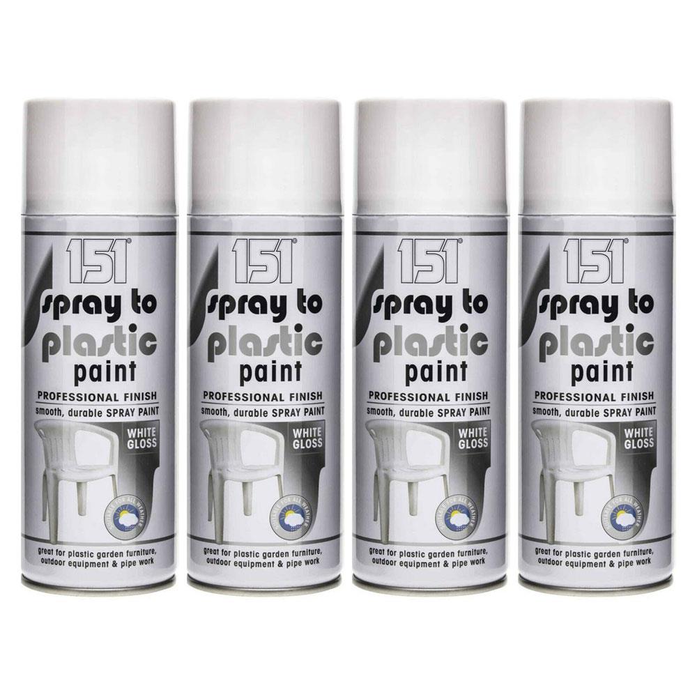 4X 151 White Gloss Plastic Spray Paint 400ml Spray Paint