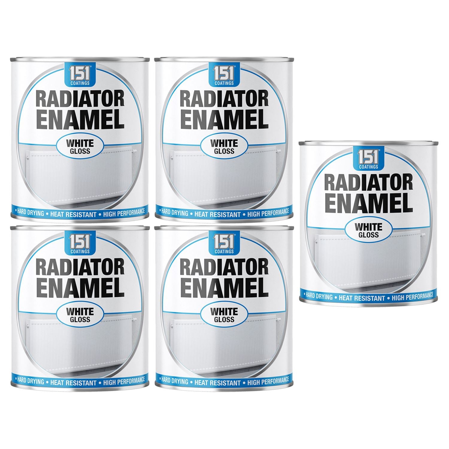 5X Radiator Enamel White Gloss Paint 300ml Tin Paint