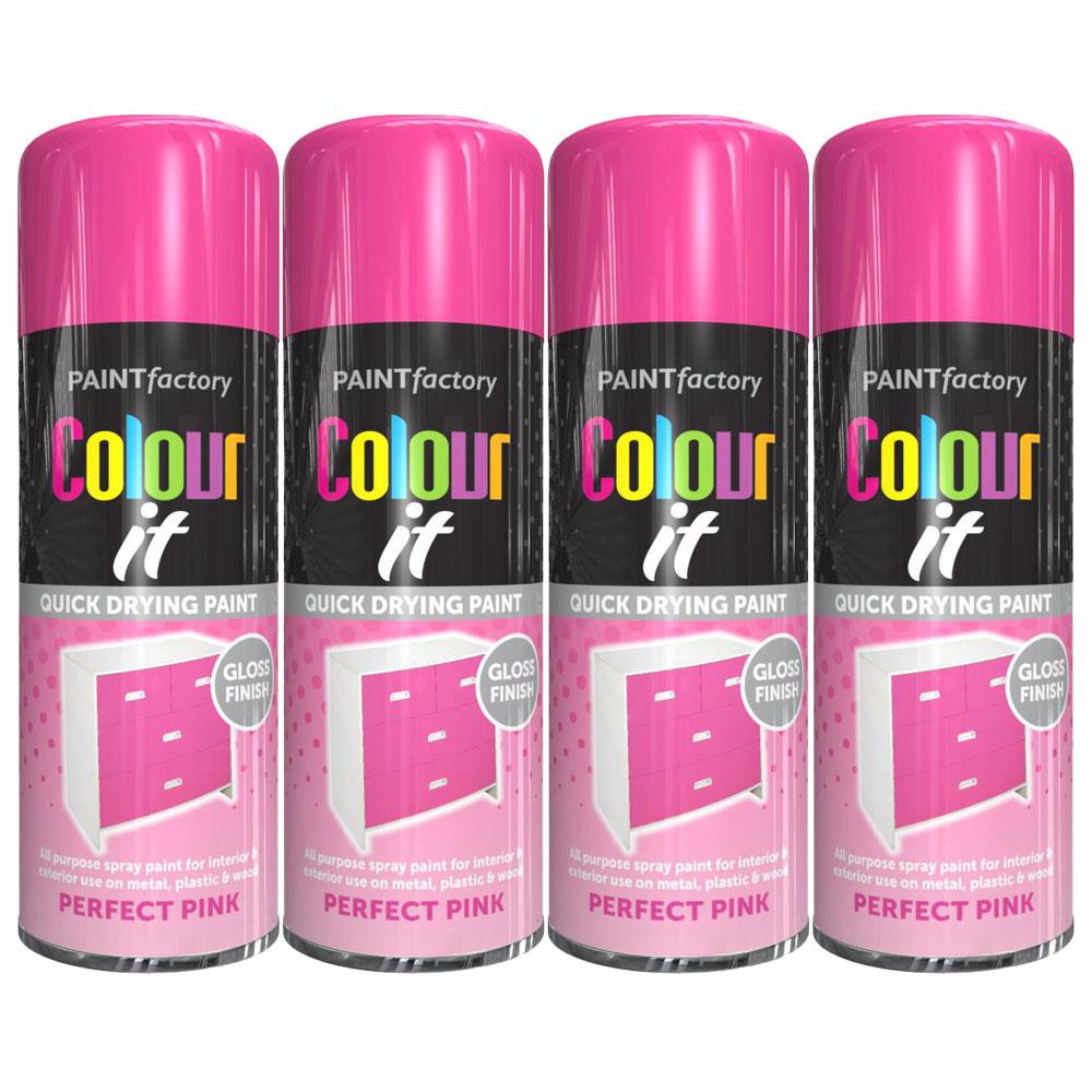 4X Paint Factory Pink Gloss Spray Paint 250ml Spray Paint